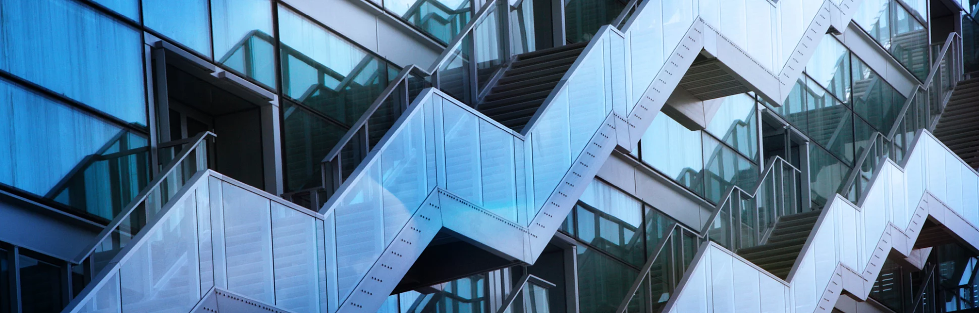 Modern Architecture of  outdoor Staircases on Building Facade