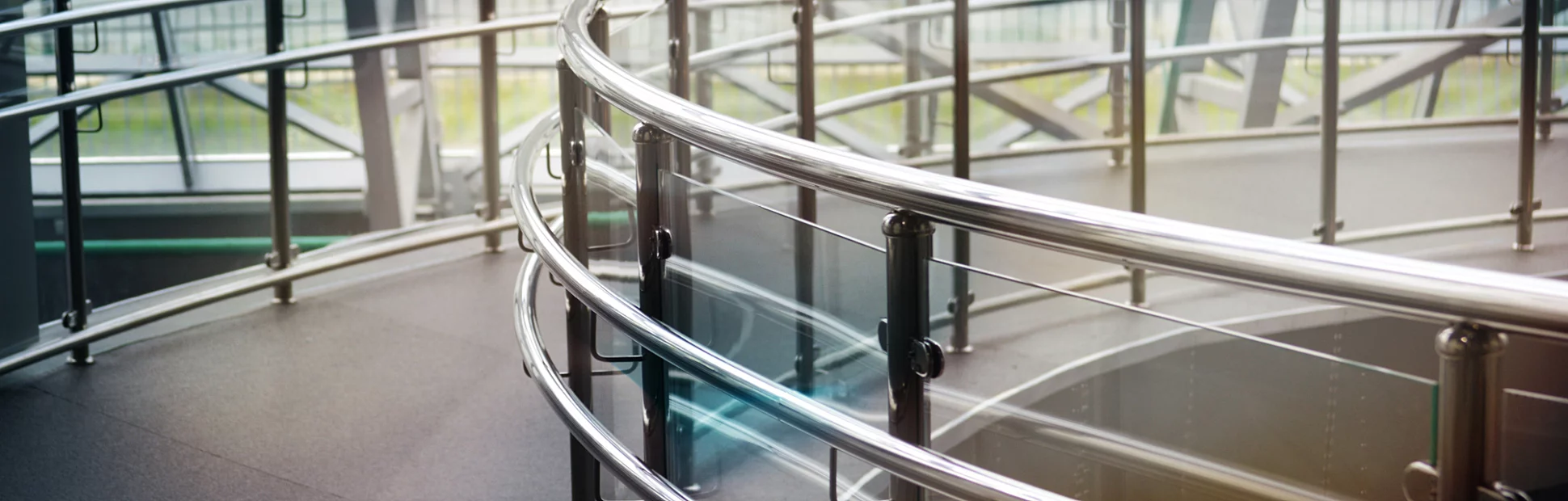 indoor curved metal railing fencing