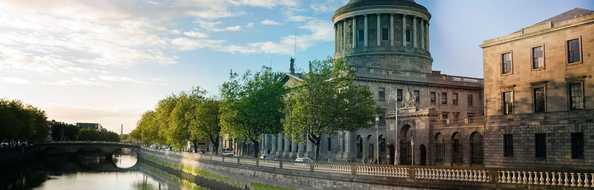 River Liffey and the Four Courts in Dublin, Ireland.