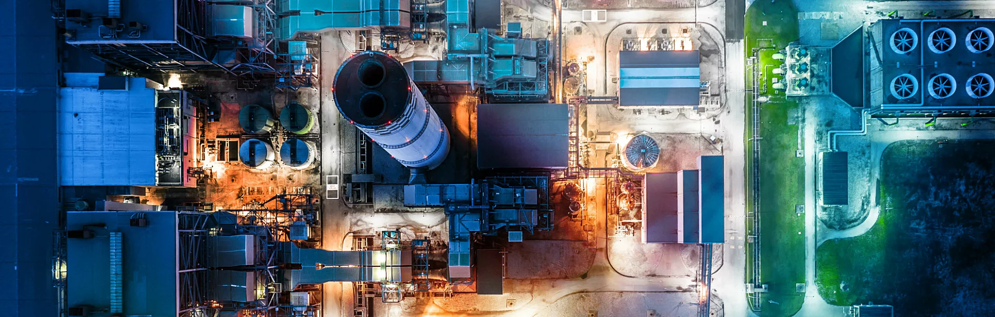 Aerial view power plant, Combined cycle power plant electricity generating station industry