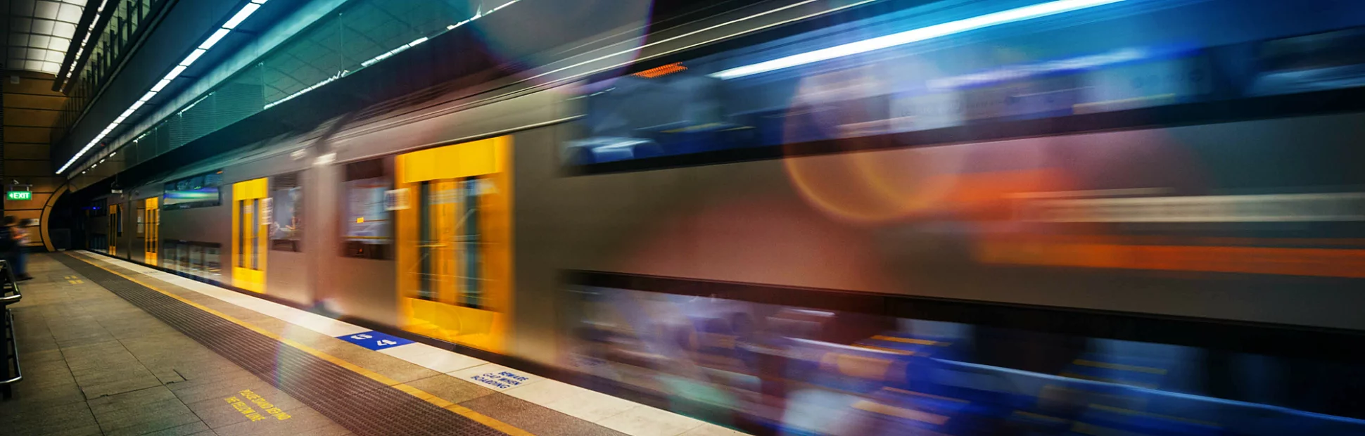 Subway platform - train in  motion