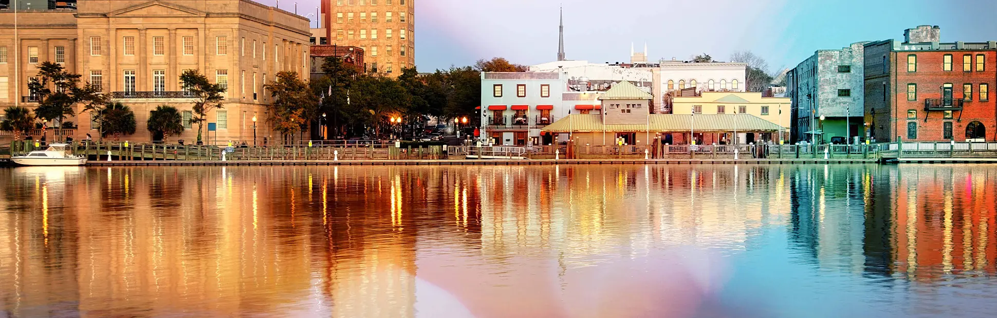 Downtown Wilmington skyline reflected on the Cape Fear River