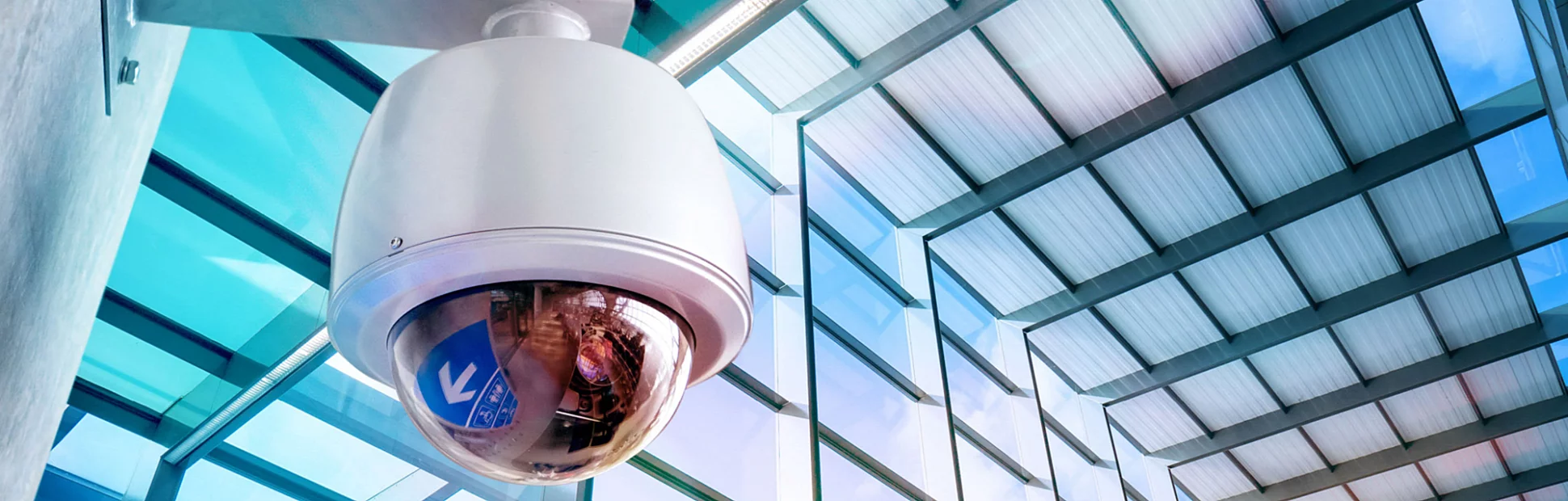 ecurity, CCTV camera for office building at night.