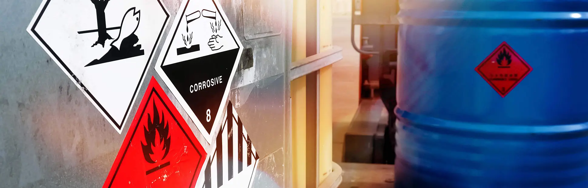 Warning symbol for chemical hazard on chemical container