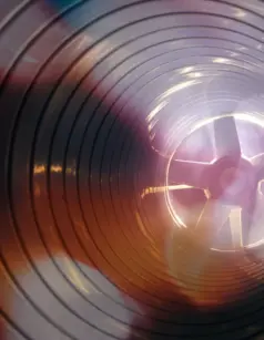 Smoke and fire inside the air duct in the ventilation system