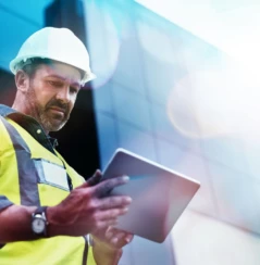 Shot of a engineer using a digital tablet on a construction site