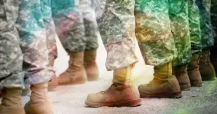 Troops in formation.