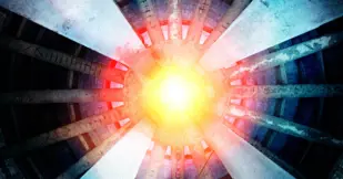 Part of reactor. Reaction has started