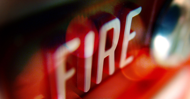Close-up of a fire alarm.