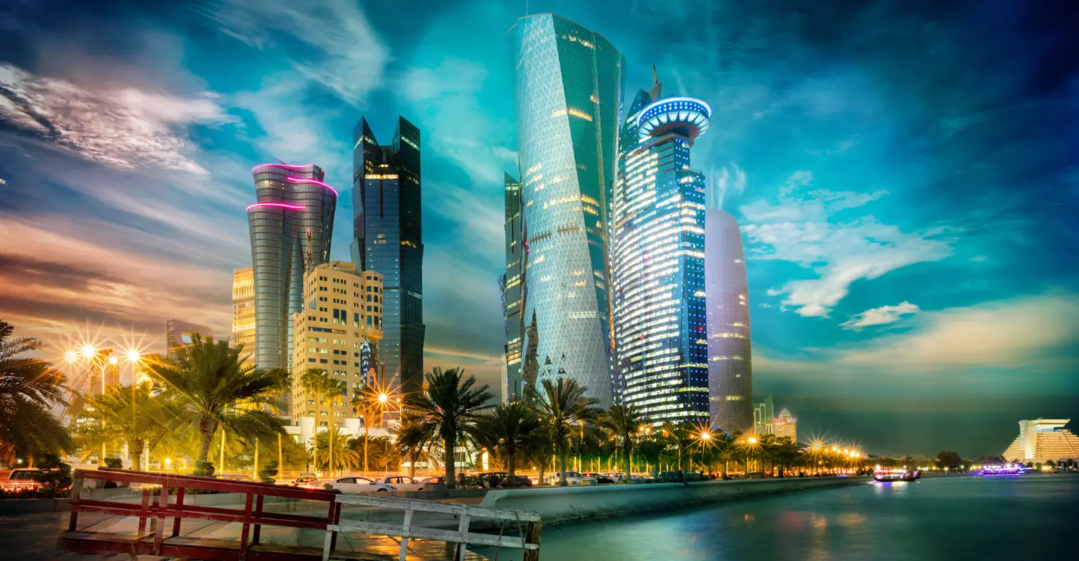 Impressive sunset over Doha's City Center