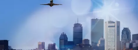 Aircraft departing Boston's Logan International Airport.