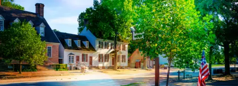 A view down the main street in Colonial Williamsburg, Virginia.