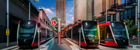 Sydney light rail tram train, NSW, Australia