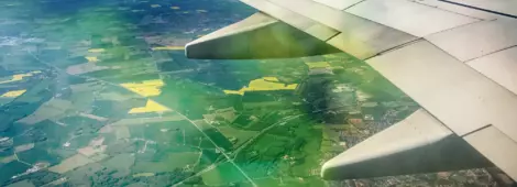 Fields in Denmark from the sky - View from an airplane