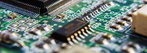 Printed Circuit Board with many electrical components.