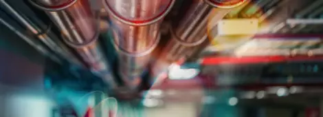 Water pipes attached to the celling to supply life saftey systems