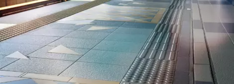 Tactile paving for blind handicap in a train station