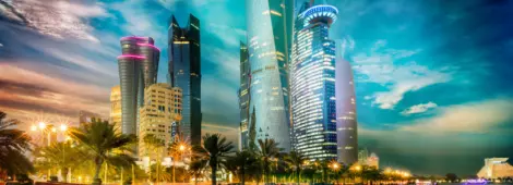 Impressive sunset over Doha's City Center