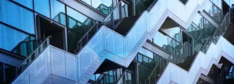 Modern Architecture of  outdoor Staircases on Building Facade