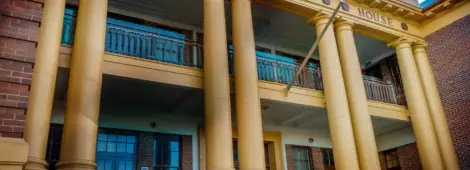 Outside view of the Mackay court house building in Queensland, Australia