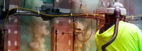 Consultant conducting Fire Testing at Jensen Hughes Lab