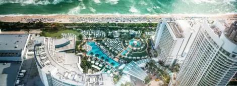 Aerial view of hotels and the ocean in Fort Lauderdale, Florida, USA