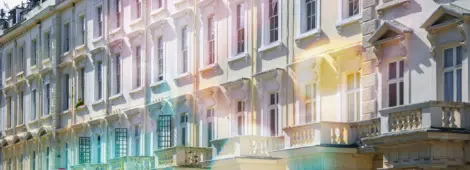 Facade of Georgian style terraced houses in London
