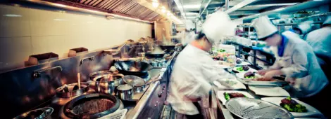 motion chefs of a restaurant kitchen at china.
