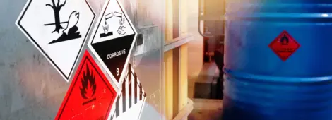 Warning symbol for chemical hazard on chemical container
