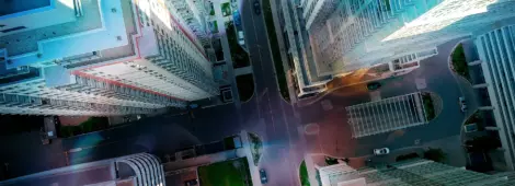 Housing development and infrastructure concept in modern American city.