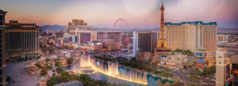 Aerial view of Las Vegas strip in Nevada as seen at night USA