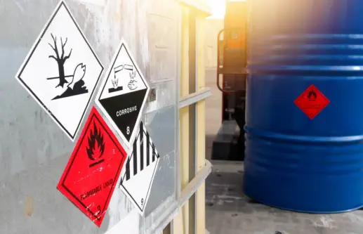 Warning symbol for chemical hazard on chemical container