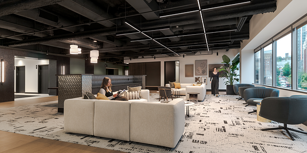 Axis 9 | Office Breakout Space | Fluxwerx Lines Suspended Patterns