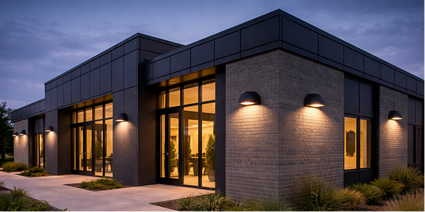 Building Exterior with Architectural Wall Lighting