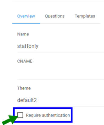 Image showing the require authentication check box