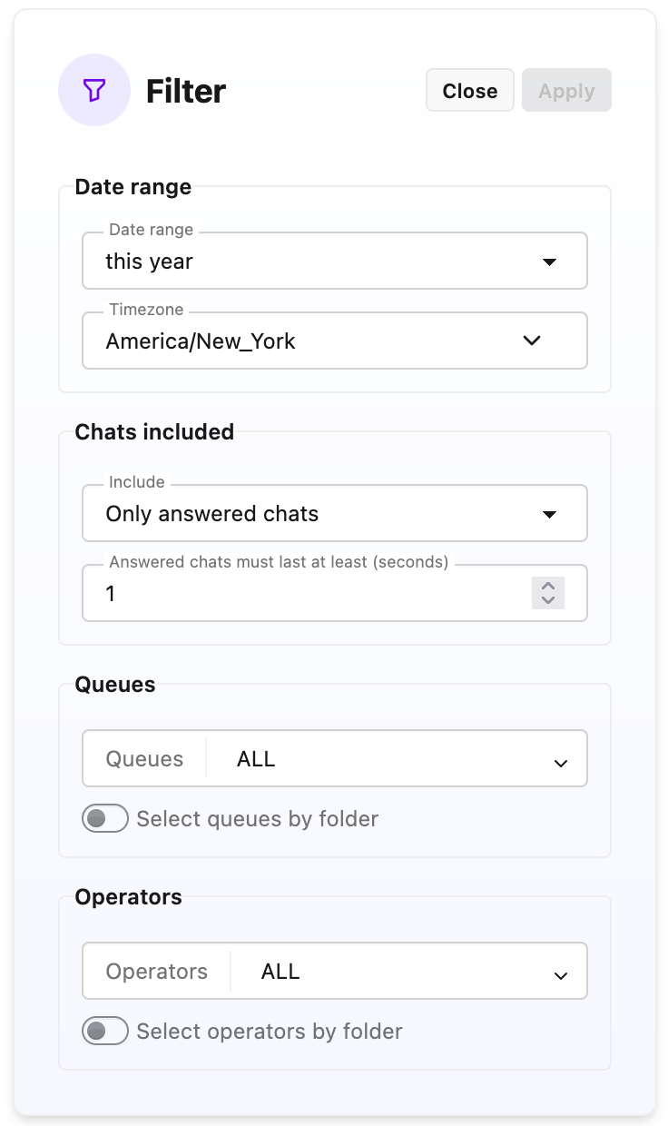 report settings - filter