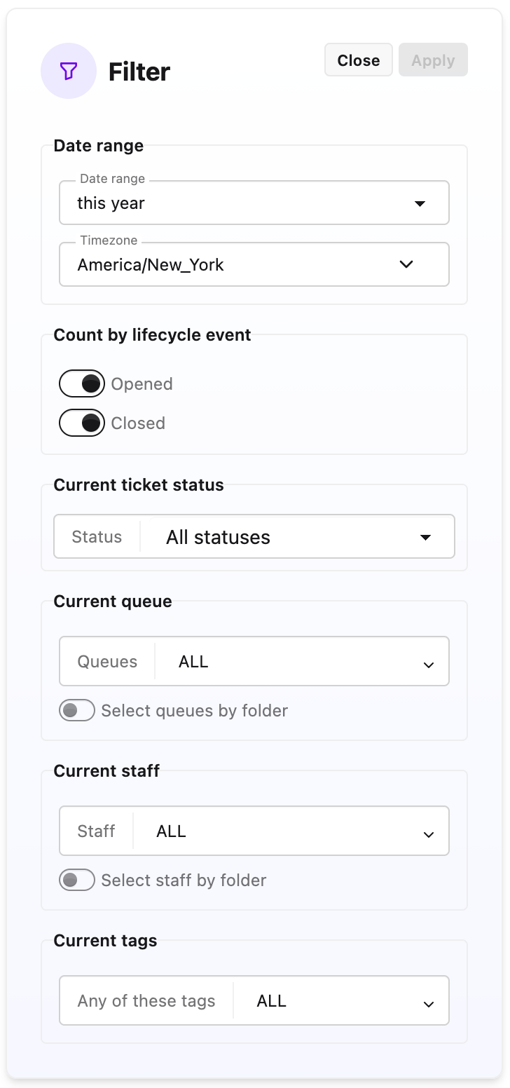 report settings - filter