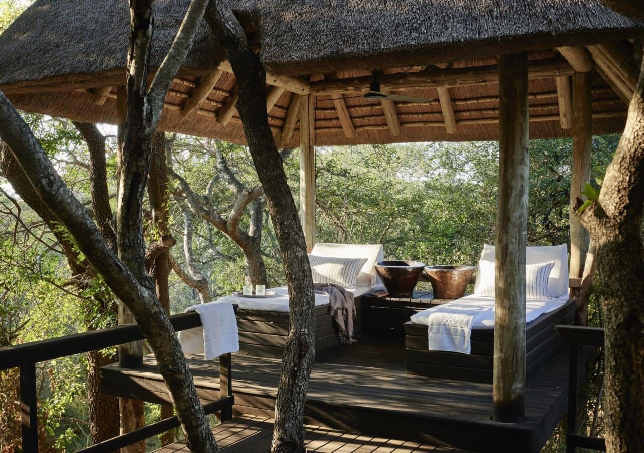 Relax under the main deck Royal Malewane The Lodge