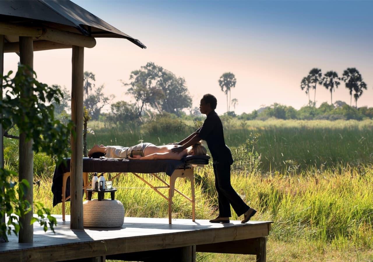 Massage on deck at Nxabega