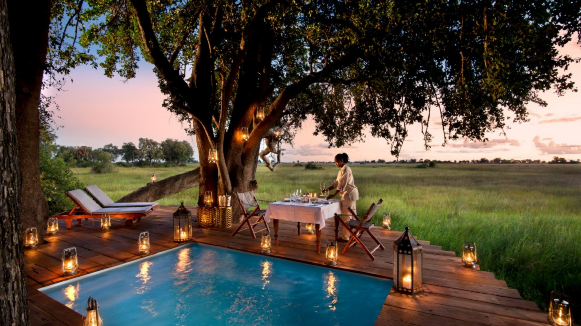 Duba plains honeymoon dining sunset