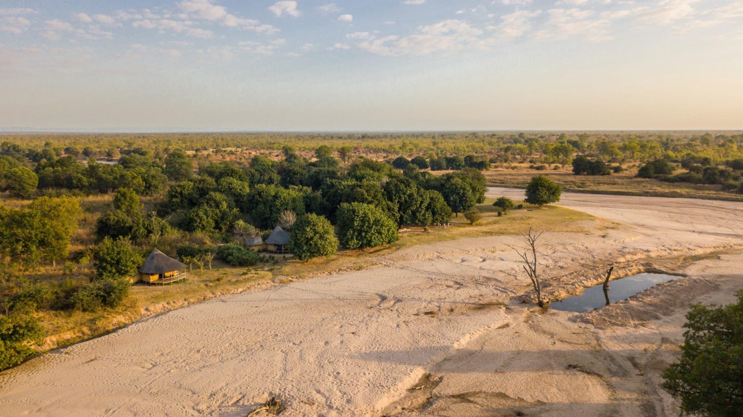 H aerial view of camp