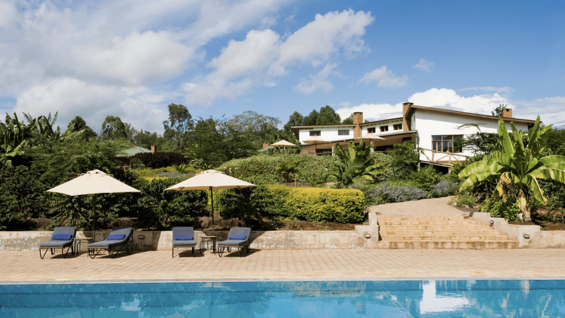 H lodge exterior and pool area