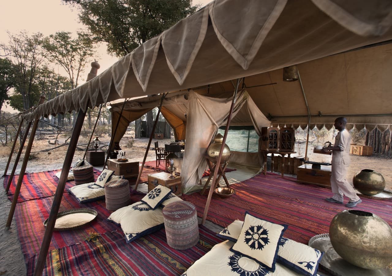 Selinda explorers camp tented lounge area 1280