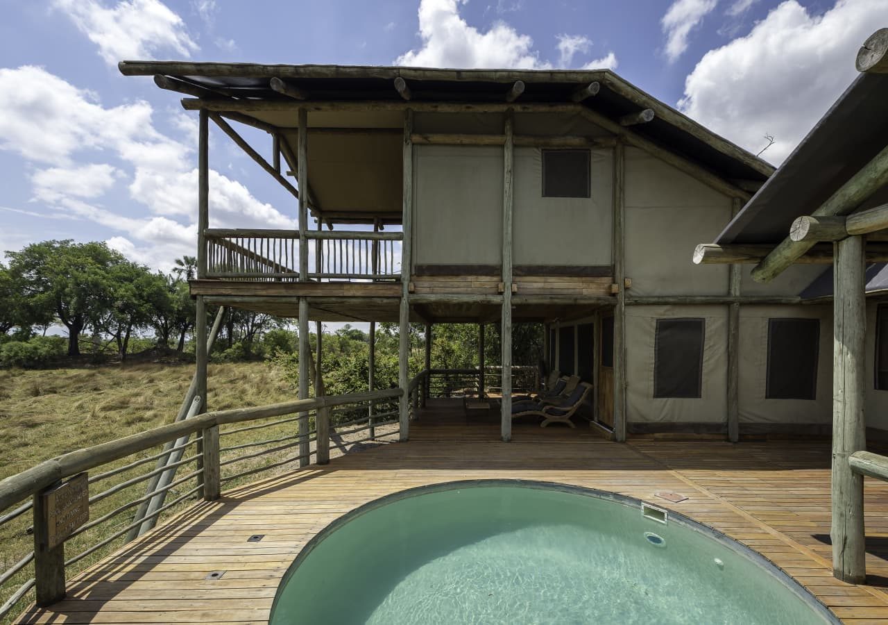 Seba camp family tent exterior and pool 1280