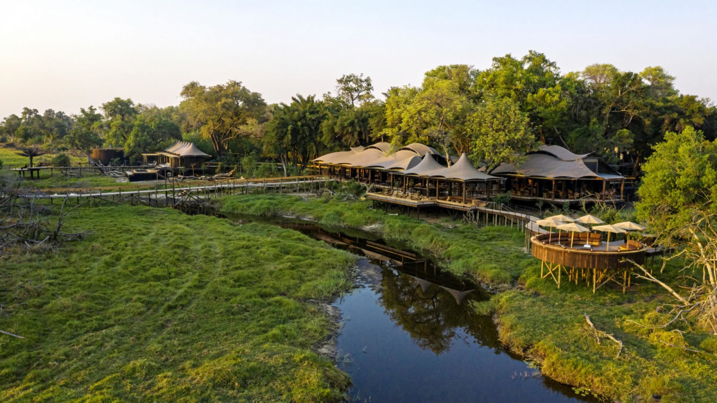 Xigera safari lodge camp exterior view 2400