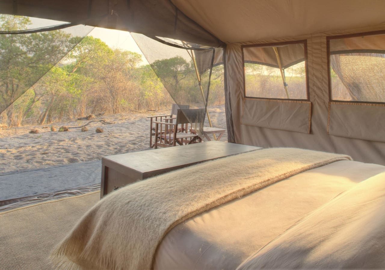 Savute under canvas guest tent interior view 1280