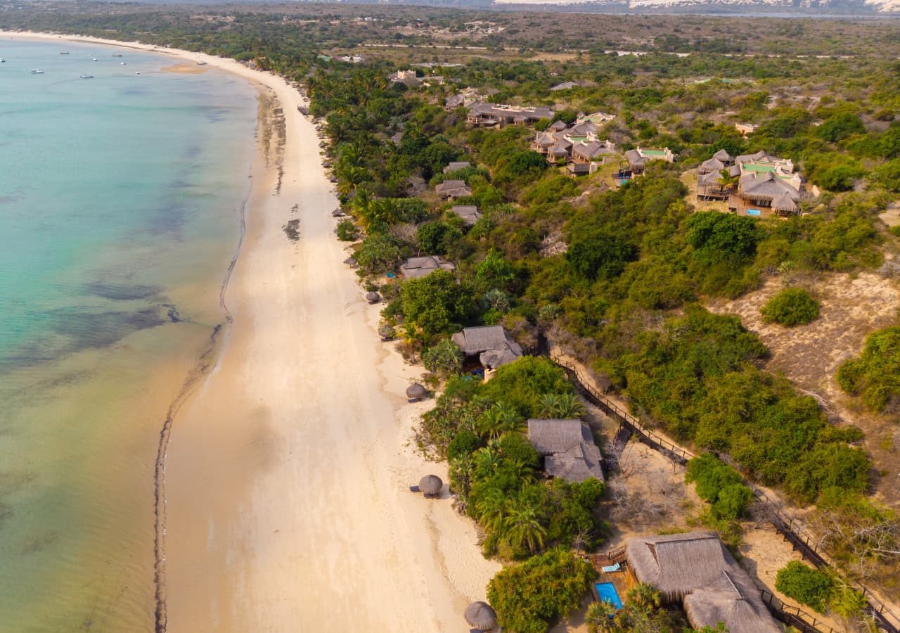 Anantara bazaruto island resort and spa aerial view of the coastline 1280