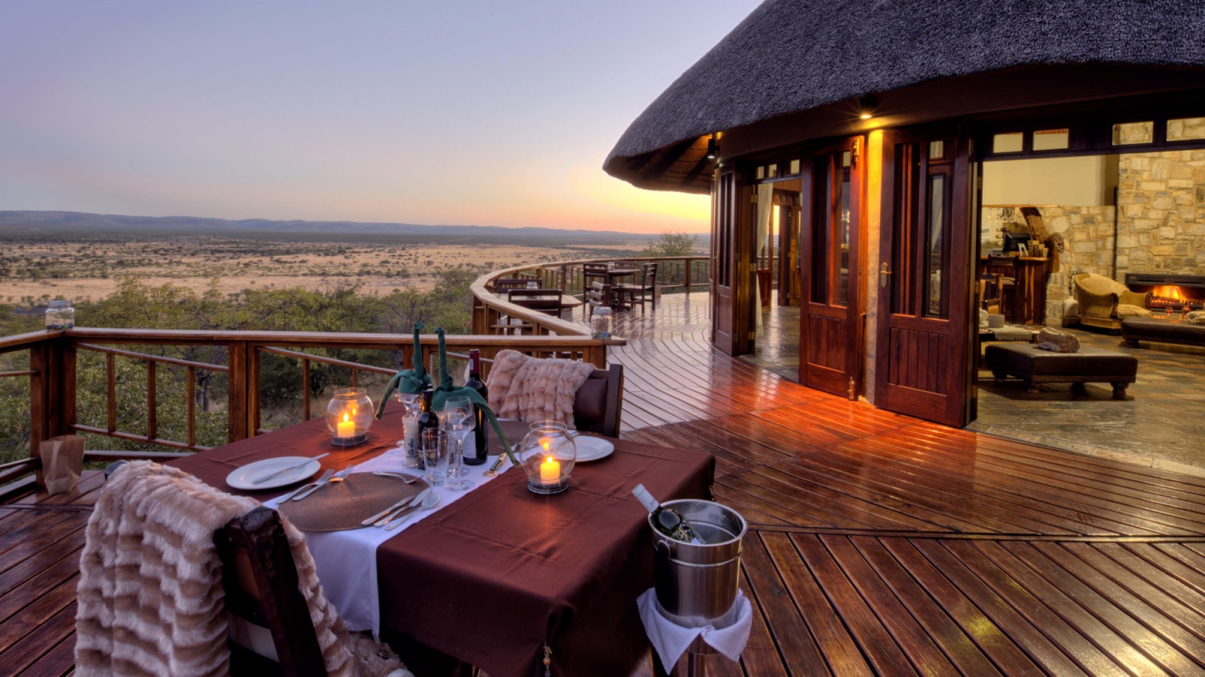 Etosha mountain lodge outdoor dining with a view of the landscape 2400