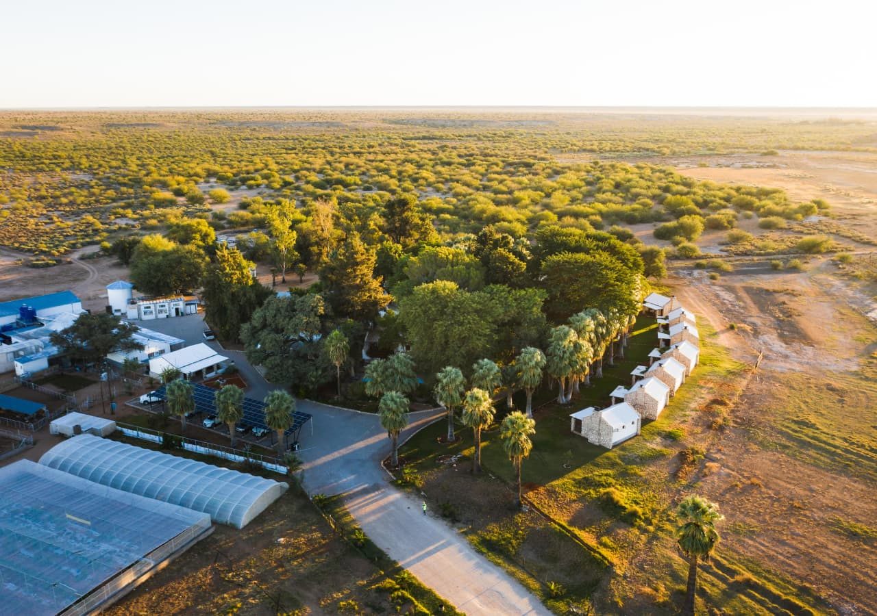 Kalahari farmhouse aerial view of the farmhouse 1280