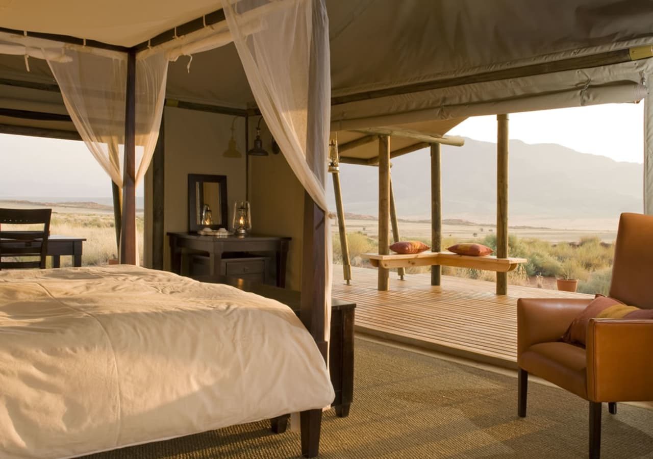 Wolwedans dune camp view from the tented bedroom 1280
